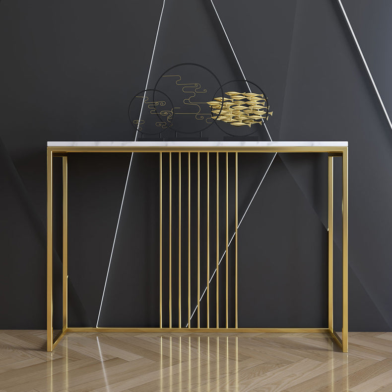 Tabella della console di base di cavalletto di ferro con tavolo accento superiore in pietra rettangolo