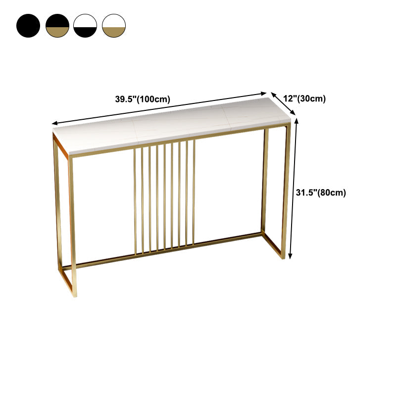 Tabella della console di base di cavalletto di ferro con tavolo accento superiore in pietra rettangolo