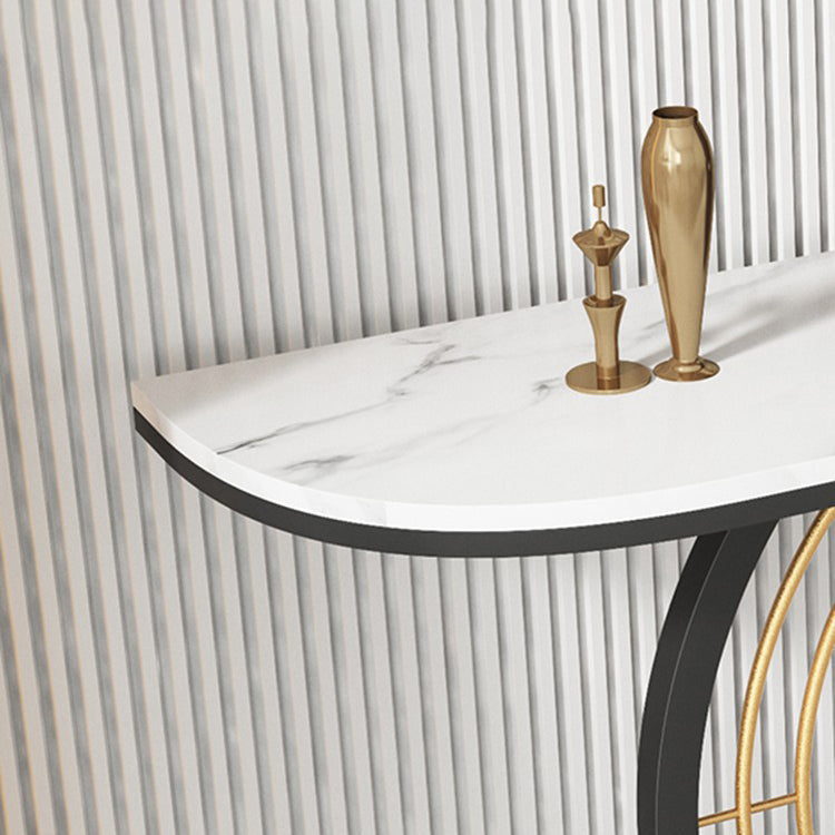 Tavolo di accento di base del piedistallo di ferro con tavolo da cosnole top in pietra mecivaluta