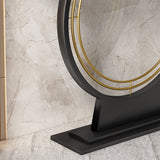 Tavolo di accento di base del piedistallo di ferro con tavolo da cosnole top in pietra mecivaluta