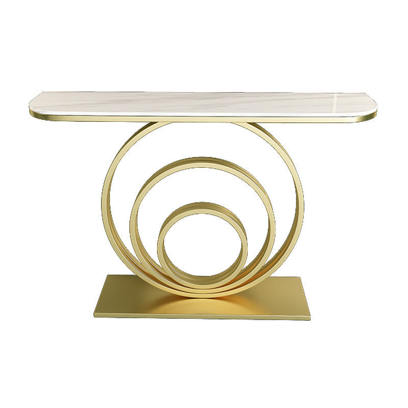 Tavolo da divano mezzaluna moderno ardesia e console astratta in metallo per Hall