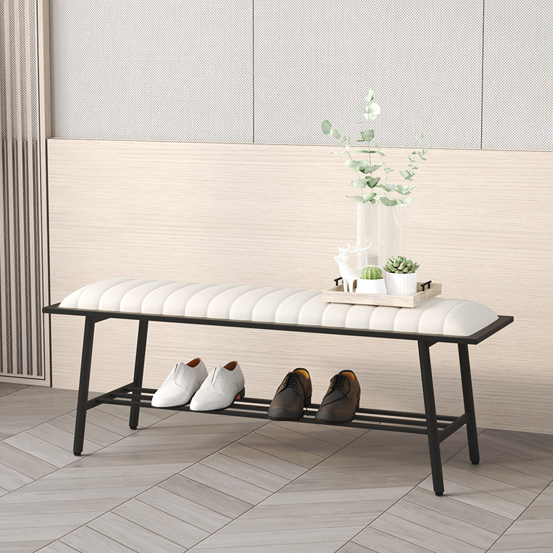 17.71" Wide Upholstered Bench with Storage Entryway Seating Bench with Metal Legs 47"L x 14"W x 18"H White Clearhalo 'Benches' 'Chairs & Seating' 'furn' 'furn_benches' 'Furniture' 'Living Room Furniture' 5624509