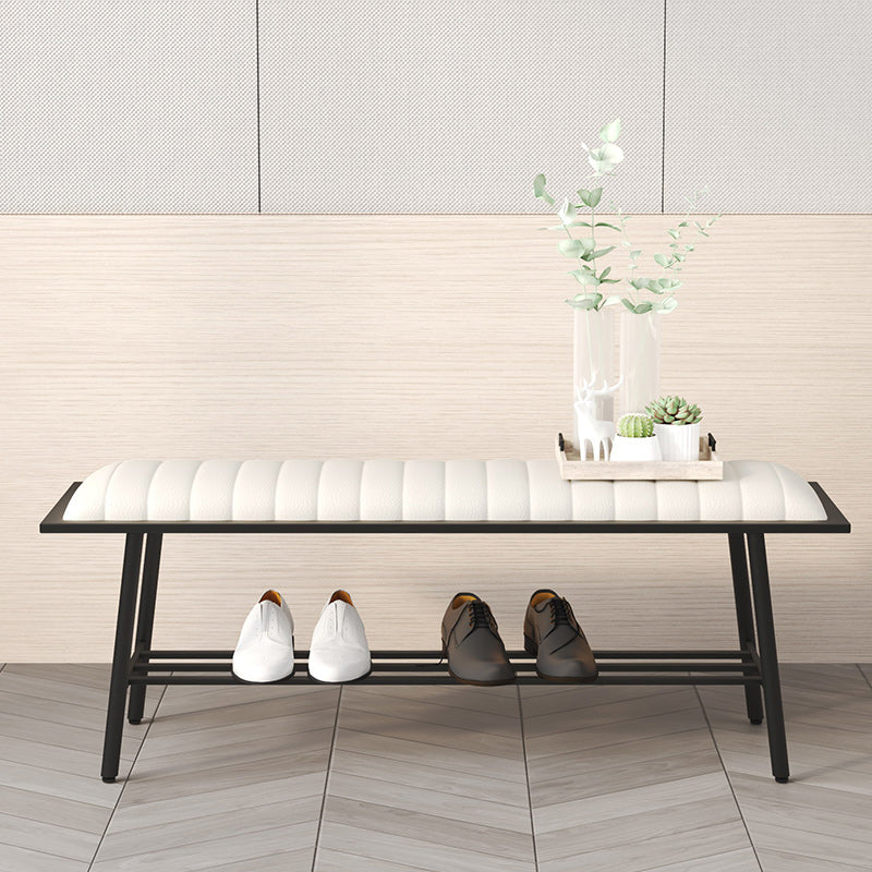 17.71" Wide Upholstered Bench with Storage Entryway Seating Bench with Metal Legs White Clearhalo 'Benches' 'Chairs & Seating' 'furn' 'furn_benches' 'Furniture' 'Living Room Furniture' 5624510