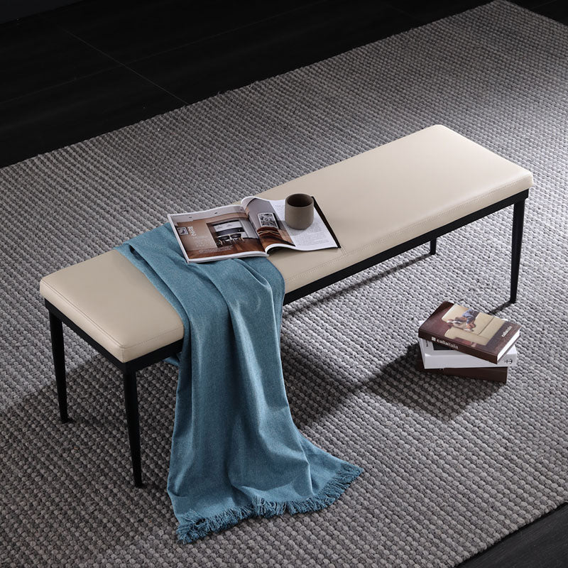 Modern Dining Bench with Black Metal Legs, 18"H Upholstered Seating Bench 39"L x 16"W x 18"H Clearhalo 'Benches' 'Chairs & Seating' 'furn' 'furn_benches' 'Furniture' 'Living Room Furniture' 5624535