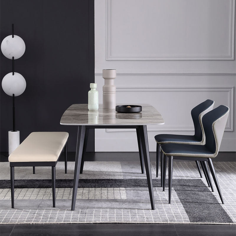 Modern Dining Bench with Black Metal Legs, 18"H Upholstered Seating Bench Clearhalo 'Benches' 'Chairs & Seating' 'furn' 'furn_benches' 'Furniture' 'Living Room Furniture' 5624544