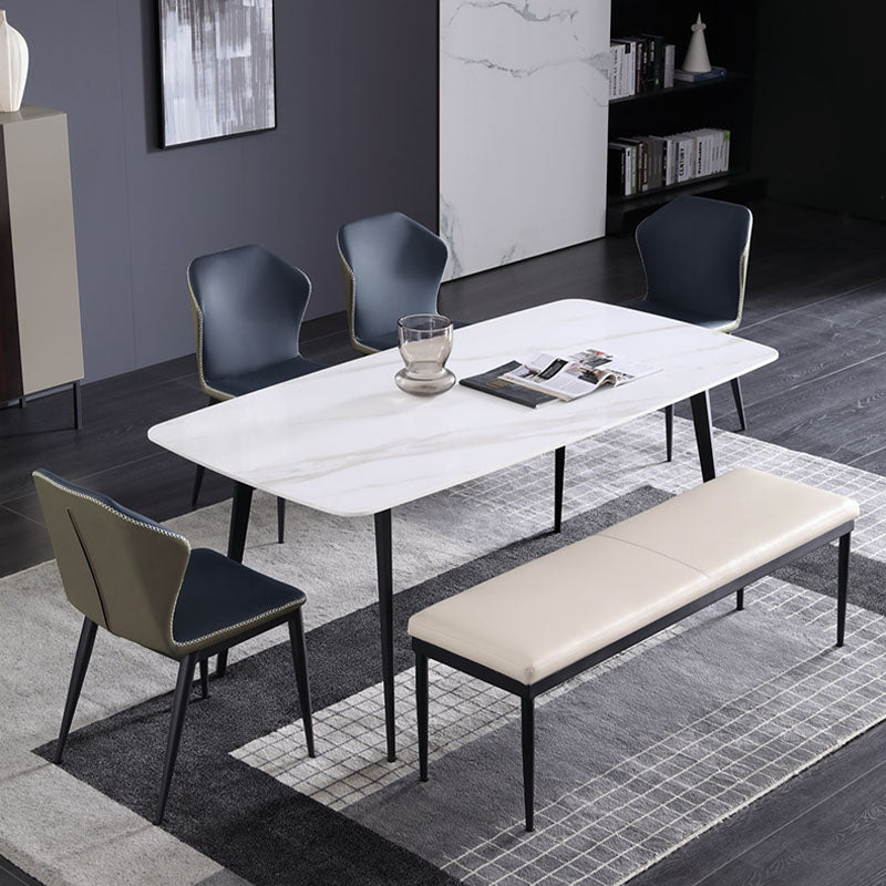 Modern Dining Bench with Black Metal Legs, 18"H Upholstered Seating Bench Clearhalo 'Benches' 'Chairs & Seating' 'furn' 'furn_benches' 'Furniture' 'Living Room Furniture' 5624545