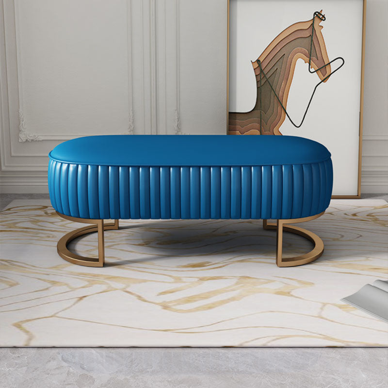 Modern Upholstered Bedroom Bench 16.5"H Seating Bench with Gold Metal Base Clearhalo 'Benches' 'Chairs & Seating' 'furn' 'furn_benches' 'Furniture' 'Living Room Furniture' 5624550