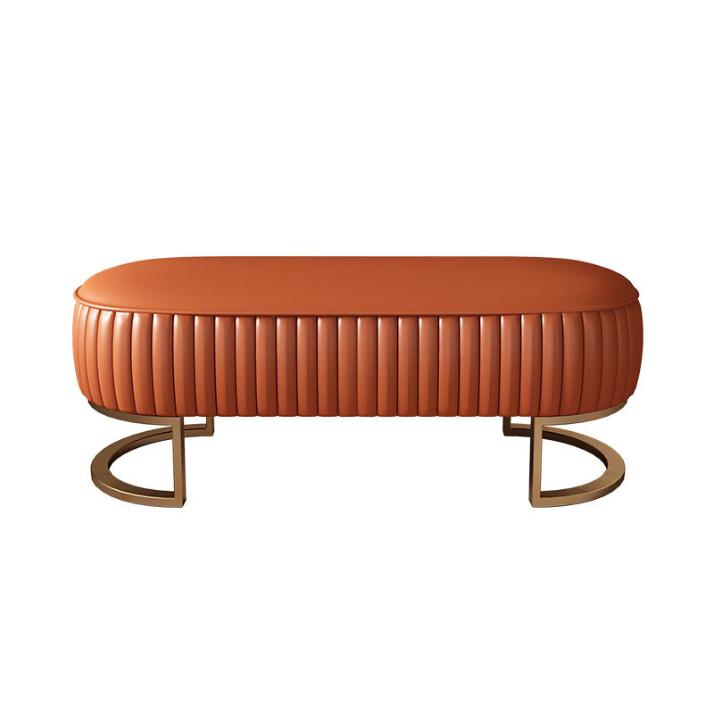 Modern Upholstered Bedroom Bench 16.5"H Seating Bench with Gold Metal Base 55"L x 19"W x 17"H Orange Clearhalo 'Benches' 'Chairs & Seating' 'furn' 'furn_benches' 'Furniture' 'Living Room Furniture' 5624551