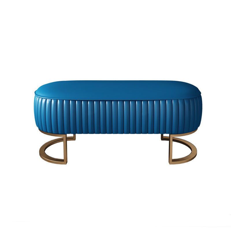 Modern Upholstered Bedroom Bench 16.5"H Seating Bench with Gold Metal Base 39"L x 19"W x 17"H Blue Clearhalo 'Benches' 'Chairs & Seating' 'furn' 'furn_benches' 'Furniture' 'Living Room Furniture' 5624552