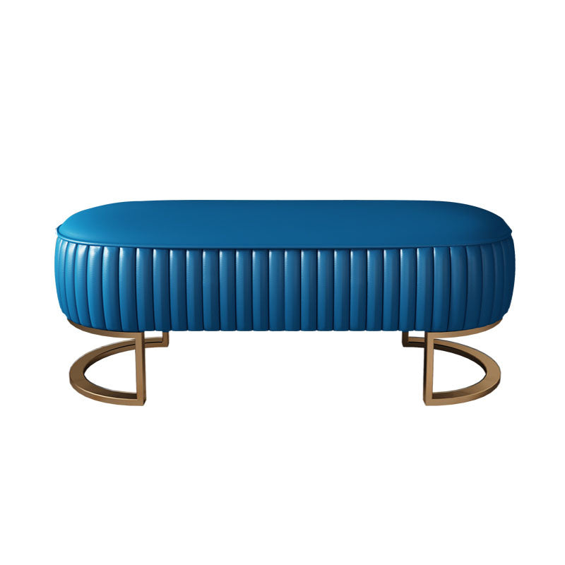 Modern Upholstered Bedroom Bench 16.5"H Seating Bench with Gold Metal Base 55"L x 19"W x 17"H Blue Clearhalo 'Benches' 'Chairs & Seating' 'furn' 'furn_benches' 'Furniture' 'Living Room Furniture' 5624555