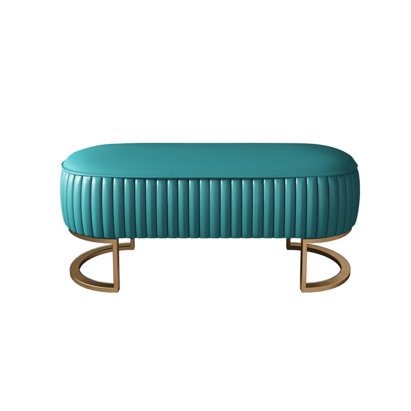 Modern Upholstered Bedroom Bench 16.5"H Seating Bench with Gold Metal Base 39"L x 19"W x 17"H Green Clearhalo 'Benches' 'Chairs & Seating' 'furn' 'furn_benches' 'Furniture' 'Living Room Furniture' 5624556