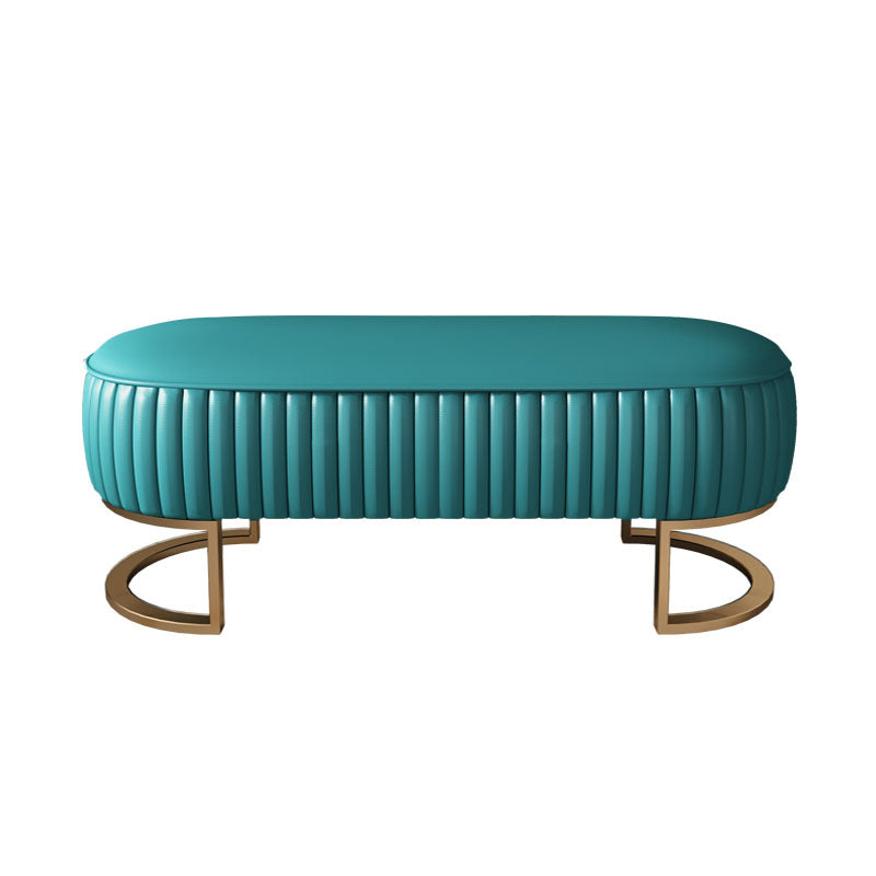 Modern Upholstered Bedroom Bench 16.5"H Seating Bench with Gold Metal Base 55"L x 19"W x 17"H Green Clearhalo 'Benches' 'Chairs & Seating' 'furn' 'furn_benches' 'Furniture' 'Living Room Furniture' 5624558