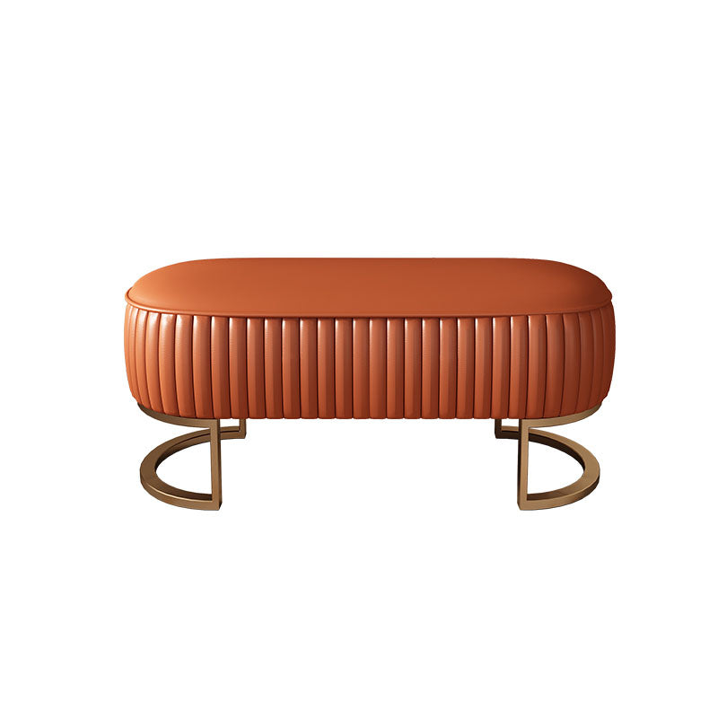 Modern Upholstered Bedroom Bench 16.5"H Seating Bench with Gold Metal Base 39"L x 19"W x 17"H Orange Clearhalo 'Benches' 'Chairs & Seating' 'furn' 'furn_benches' 'Furniture' 'Living Room Furniture' 5624559