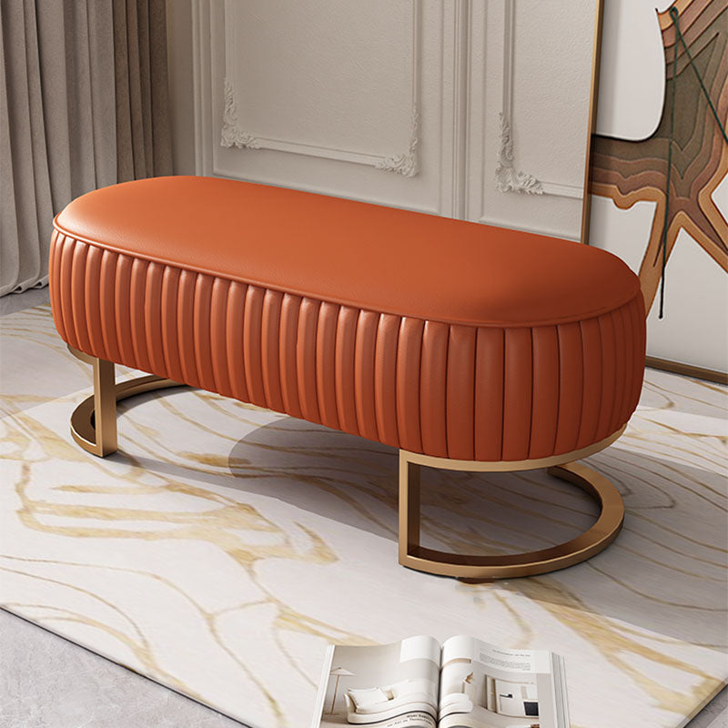 Modern Upholstered Bedroom Bench 16.5"H Seating Bench with Gold Metal Base Clearhalo 'Benches' 'Chairs & Seating' 'furn' 'furn_benches' 'Furniture' 'Living Room Furniture' 5624568