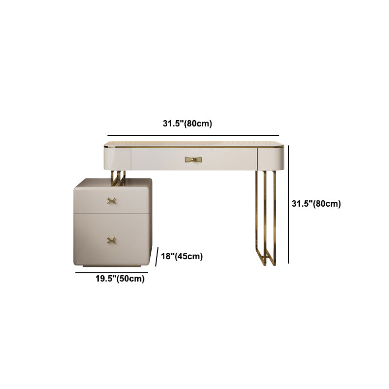 Beige luxueuze ijdelheidsset met ontlasting 2/4 opslagladen Kremmertje