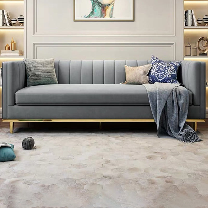 Modern 29,5 "H Velvet Smokedo Arm genähtes Kissen -Rücken -Sofa für Wohnzimmer
