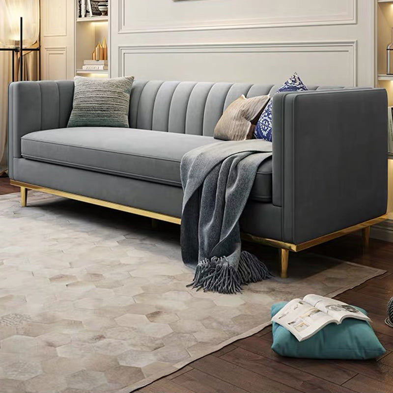 Modern 29,5 "H Velvet Smokedo Arm genähtes Kissen -Rücken -Sofa für Wohnzimmer