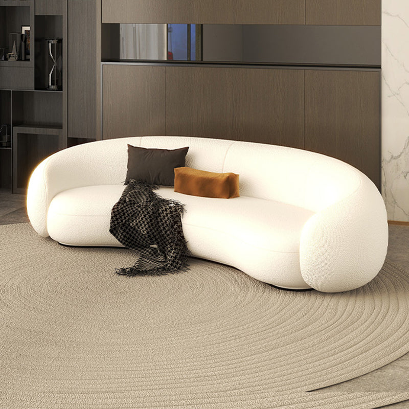 Contemporary 23.6" /27.5"H Wool/Velvet Slope Arm Sofa For Living Room 94.5"L x 35.5"W x 27.5"H White Clearhalo 'furn' 'furn_sofas' 'Furniture' 'Living Room Furniture' 'Sofa' 'sofas' 5628375