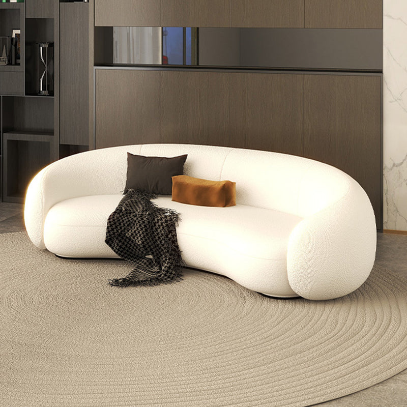 Contemporary 23.6" /27.5"H Wool/Velvet Slope Arm Sofa For Living Room 83"L x 35.5"W x 27.5"H White Clearhalo 'furn' 'furn_sofas' 'Furniture' 'Living Room Furniture' 'Sofa' 'sofas' 5628377