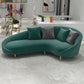 Curved Velvet Sofa Tight Back 33.46 inch High Sloped Arm Sofa Green Clearhalo 'furn' 'furn_sofas' 'Furniture' 'Living Room Furniture' 'Sofa' 'sofas' 5628471