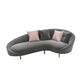 Curved Velvet Sofa Tight Back 33.46 inch High Sloped Arm Sofa Clearhalo 'furn' 'furn_sofas' 'Furniture' 'Living Room Furniture' 'Sofa' 'sofas' 5628474