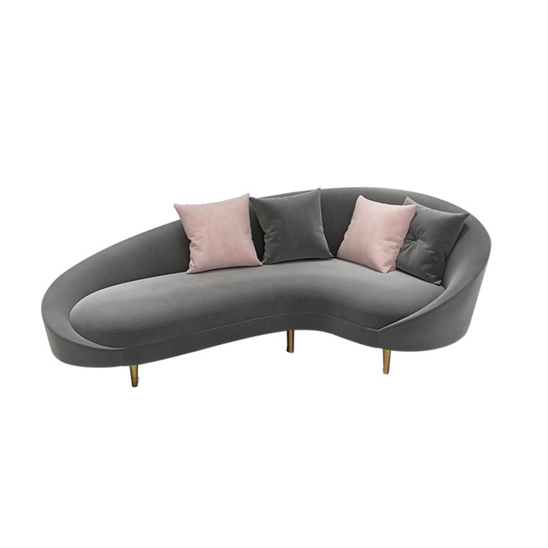 Curved Velvet Sofa Tight Back 33.46 inch High Sloped Arm Sofa Clearhalo 'furn' 'furn_sofas' 'Furniture' 'Living Room Furniture' 'Sofa' 'sofas' 5628474