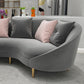 Curved Velvet Sofa Tight Back 33.46 inch High Sloped Arm Sofa Clearhalo 'furn' 'furn_sofas' 'Furniture' 'Living Room Furniture' 'Sofa' 'sofas' 5628477