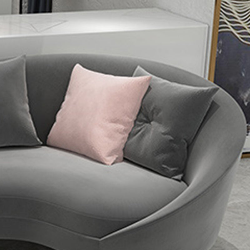 Curved Velvet Sofa Tight Back 33.46 inch High Sloped Arm Sofa Clearhalo 'furn' 'furn_sofas' 'Furniture' 'Living Room Furniture' 'Sofa' 'sofas' 5628479