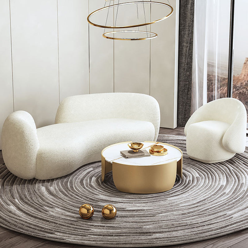 Contemporary Curved Sofa in Beige for Apartment 28.35" High Sofa Clearhalo 'furn' 'furn_sofas' 'Furniture' 'Living Room Furniture' 'Sofa' 'sofas' 5628560