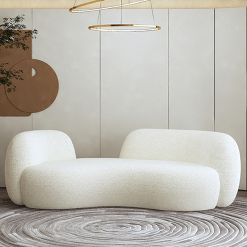 Contemporary Curved Sofa in Beige for Apartment 28.35" High Sofa 98.4"L x 41.3"W x 28.3"H Clearhalo 'furn' 'furn_sofas' 'Furniture' 'Living Room Furniture' 'Sofa' 'sofas' 5628561