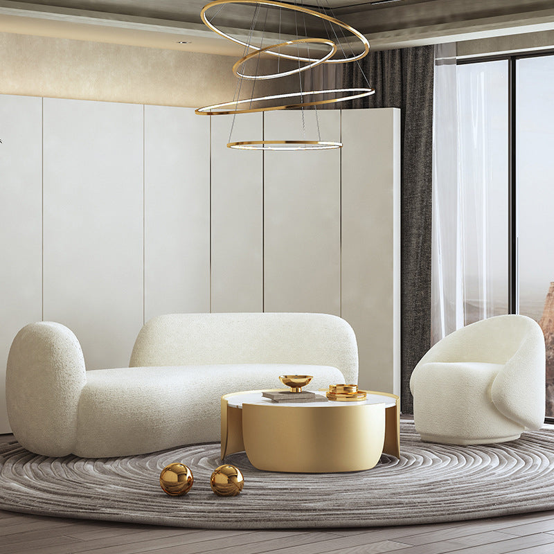 Contemporary Curved Sofa in Beige for Apartment 28.35" High Sofa Clearhalo 'furn' 'furn_sofas' 'Furniture' 'Living Room Furniture' 'Sofa' 'sofas' 5628570