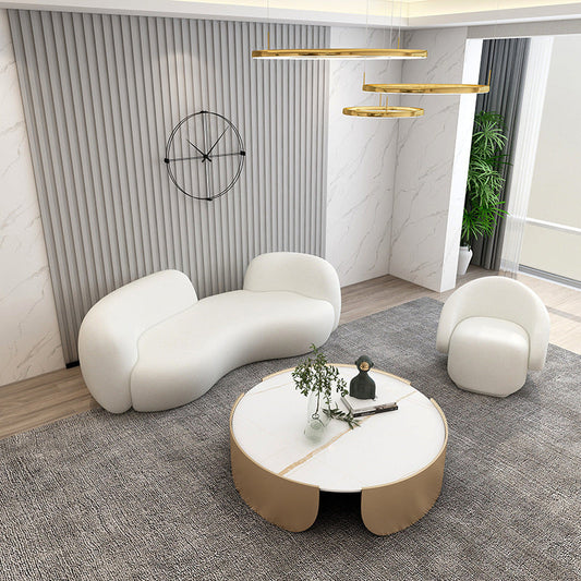 Zeitgenössisches gekrümmtes Sofa in Beige für Wohnung 28,35 "hohes Sofa