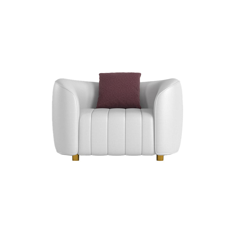 22.83" Wide Tuxedo Arm Sofa White Standard Sofa for Living Room 41.3"L x 33.5"W x 27.6"H Genuine Leather Clearhalo 'furn' 'furn_sofas' 'Furniture' 'Living Room Furniture' 'Sofa' 'sofas' 5628582