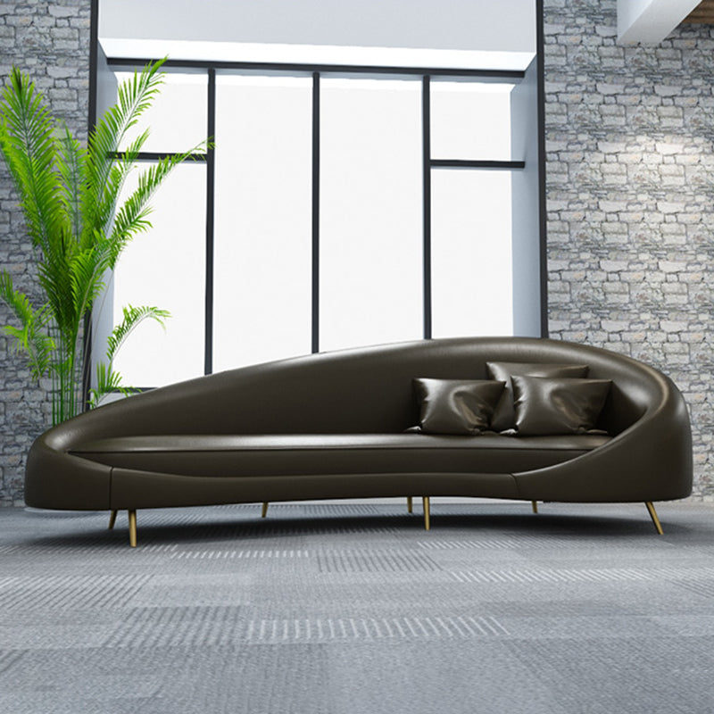 35,43 inch brede lederen bank hellende arm strakke achterkant modulaire bank