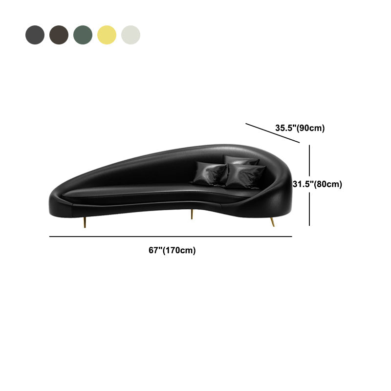 35,43 inch brede lederen bank hellende arm strakke achterkant modulaire bank