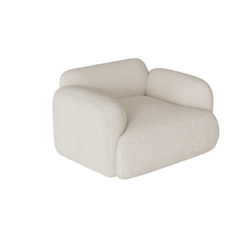 Contemporary 27.5" H White/ Brown Fleece Square Arm Sofa For Living Room