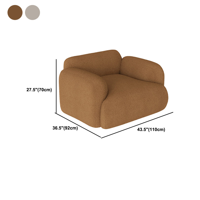 Contemporary 27.5" H White/ Brown Fleece Square Arm Sofa For Living Room