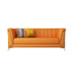 Faux Leather Sofa 28.74" H Tuxedo Arm Sofa with Sewn Pillow Back Orange Clearhalo 'furn' 'furn_sofas' 'Furniture' 'Living Room Furniture' 'Sofa' 'sofas' 5628806