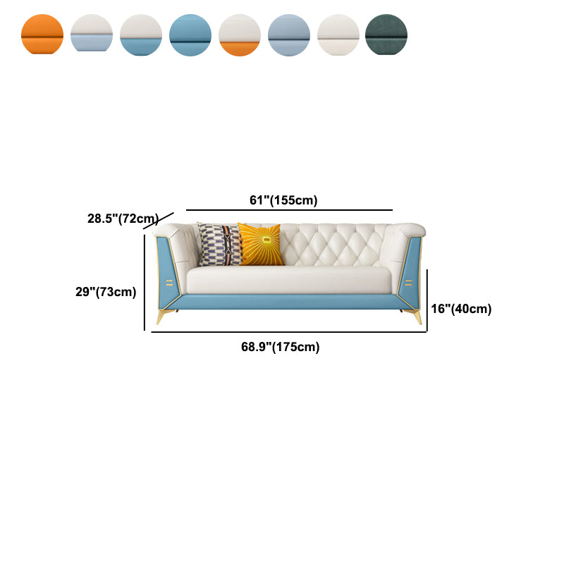 Faux Leather Sofa 28.74" H Tuxedo Arm Sofa with Sewn Pillow Back Clearhalo 'furn' 'furn_sofas' 'Furniture' 'Living Room Furniture' 'Sofa' 'sofas' 5628818