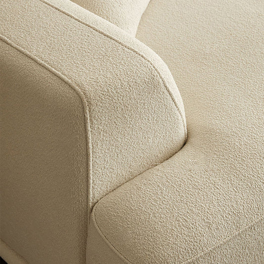 Moderne weiße Polsterung mit eingebauter Armlehne und gepolstertem Wildlederrücken