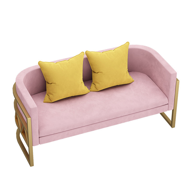 24.40" W x 29.52" H Velvet Tuxedo Arm Sofa Contemporary Standard Sofa 55"L x 24"W x 29.5"H Pink Clearhalo 'furn' 'furn_sofas' 'Furniture' 'Living Room Furniture' 'Sofa' 'sofas' 5628876