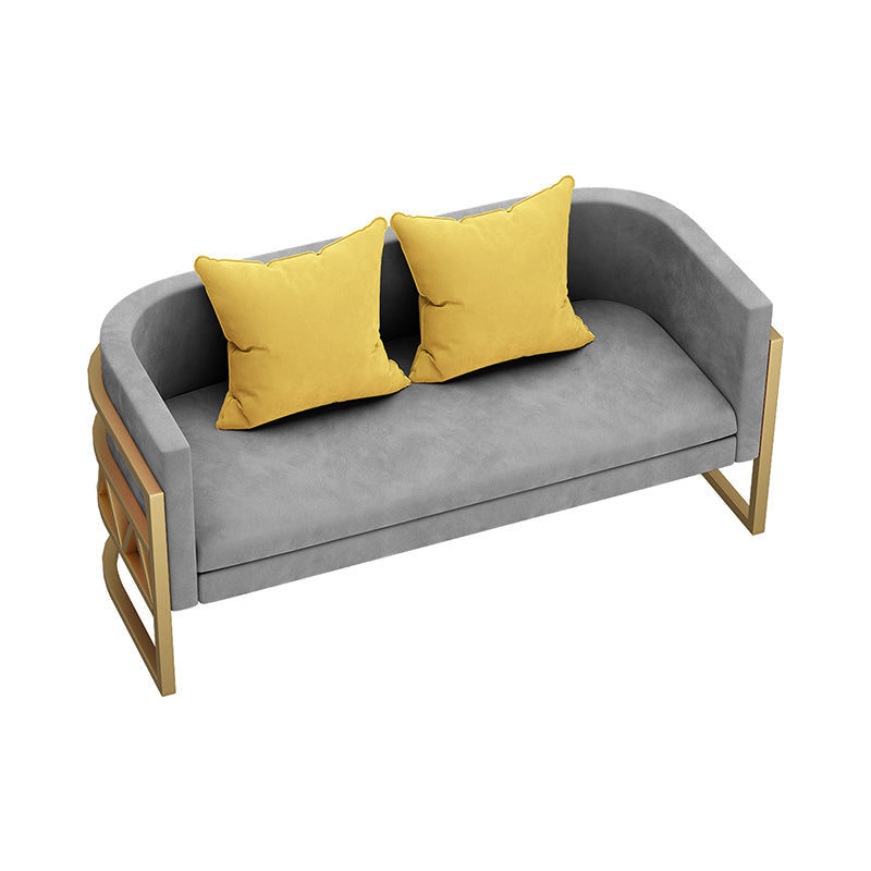 24.40" W x 29.52" H Velvet Tuxedo Arm Sofa Contemporary Standard Sofa 55"L x 24"W x 29.5"H Grey Clearhalo 'furn' 'furn_sofas' 'Furniture' 'Living Room Furniture' 'Sofa' 'sofas' 5628877