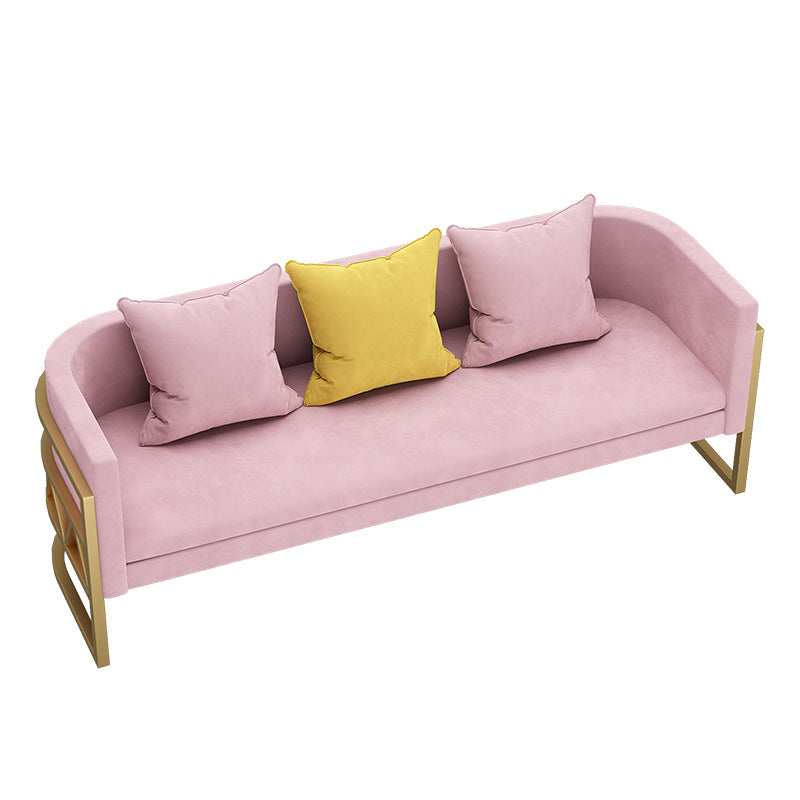 24.40" W x 29.52" H Velvet Tuxedo Arm Sofa Contemporary Standard Sofa 71"L x 24"W x 29.5"H Pink Clearhalo 'furn' 'furn_sofas' 'Furniture' 'Living Room Furniture' 'Sofa' 'sofas' 5628883