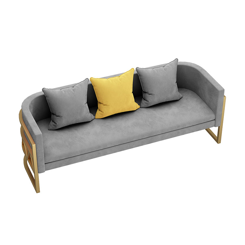 24.40" W x 29.52" H Velvet Tuxedo Arm Sofa Contemporary Standard Sofa 71"L x 24"W x 29.5"H Grey Clearhalo 'furn' 'furn_sofas' 'Furniture' 'Living Room Furniture' 'Sofa' 'sofas' 5628894