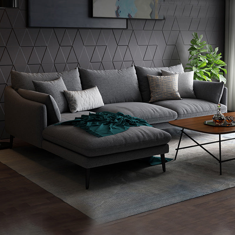 Modern 3/4-seater Fabric Sofa & Chaise Grey Slipcovered Sectional Left Clearhalo 'furn' 'furn_sectionals' 'Furniture' 'Living Room Furniture' 'Sectionals' 5628962