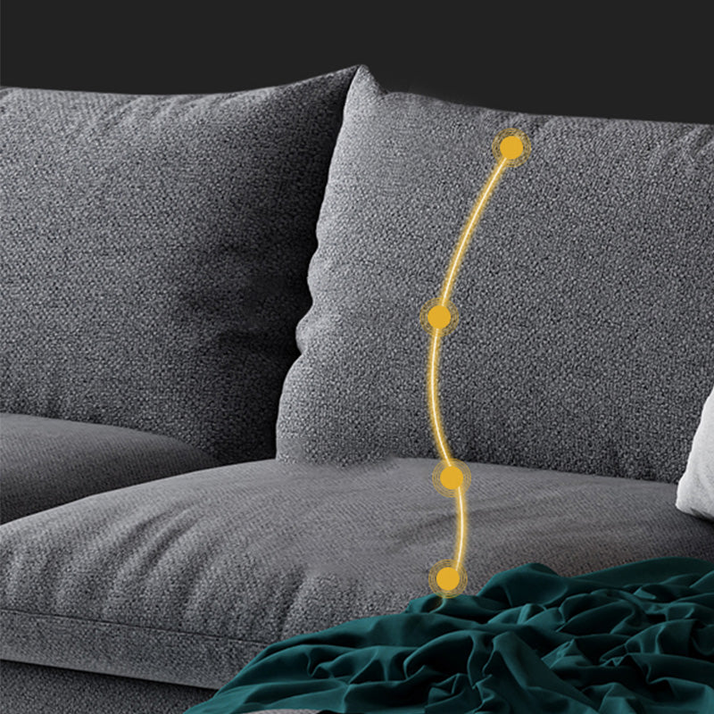 Modern 3/4-seater Fabric Sofa & Chaise Grey Slipcovered Sectional Clearhalo 'furn' 'furn_sectionals' 'Furniture' 'Living Room Furniture' 'Sectionals' 5628964