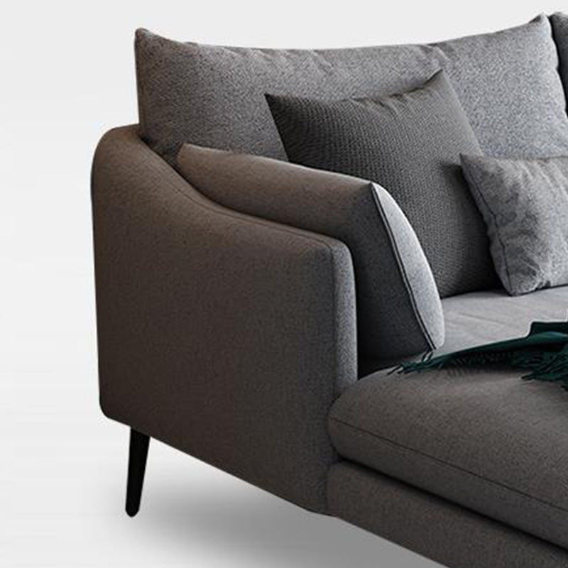 Modern 3/4-seater Fabric Sofa & Chaise Grey Slipcovered Sectional Clearhalo 'furn' 'furn_sectionals' 'Furniture' 'Living Room Furniture' 'Sectionals' 5628965