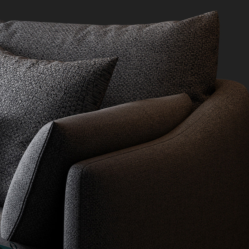 Modern 3/4-seater Fabric Sofa & Chaise Grey Slipcovered Sectional Clearhalo 'furn' 'furn_sectionals' 'Furniture' 'Living Room Furniture' 'Sectionals' 5628966