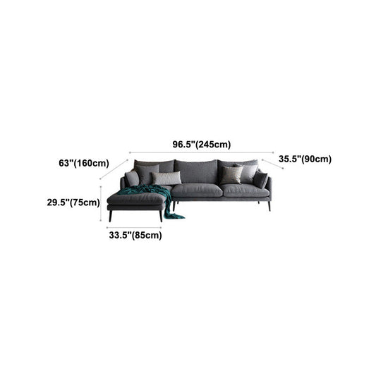 Modern 3/4-seater Fabric Sofa & Chaise Grey Slipcovered Sectional Clearhalo 'furn' 'furn_sectionals' 'Furniture' 'Living Room Furniture' 'Sectionals' 5628969