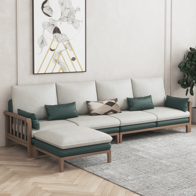 Sofá y chaise del cojín de brazo cuadrado de lino estacionado contemporáneo